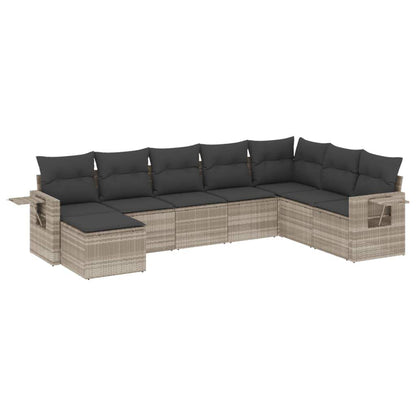 Set Divano da Giardino 8pz con Cuscini Grigio Chiaro Polyrattan - homemem39
