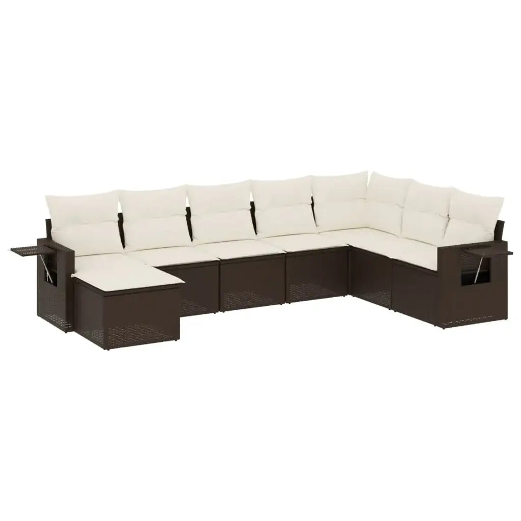Set Divani da Giardino 8 pz con Cuscini Marrone in Polyrattan - homemem39