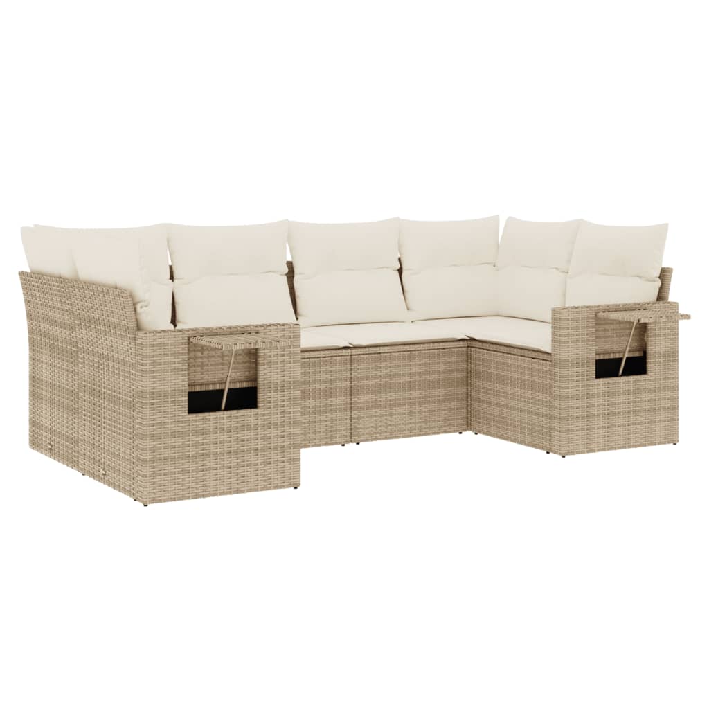 Set Divano da Giardino 6 pz con Cuscini Beige in Polyrattan | homemem39
