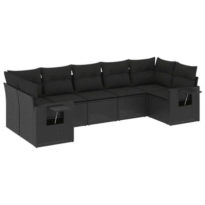 Set Divani da Giardino con Cuscini 7pz Nero Polyrattan - homemem39