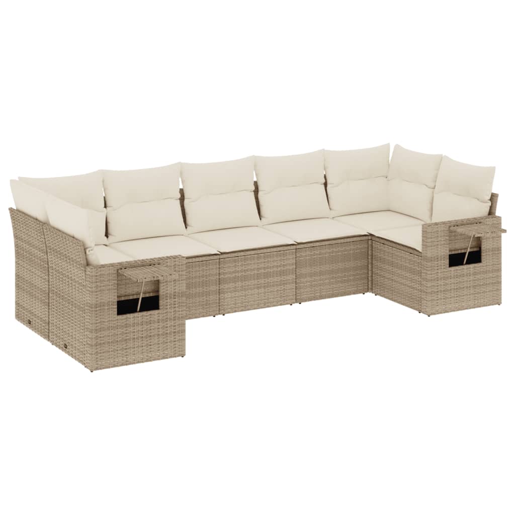 Set Divani da Giardino 7 pz con Cuscini Beige in Polyrattan | homemem39