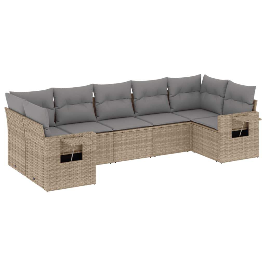 Set Divani da Giardino 7 pz con Cuscini Beige in Polyrattan - homemem39
