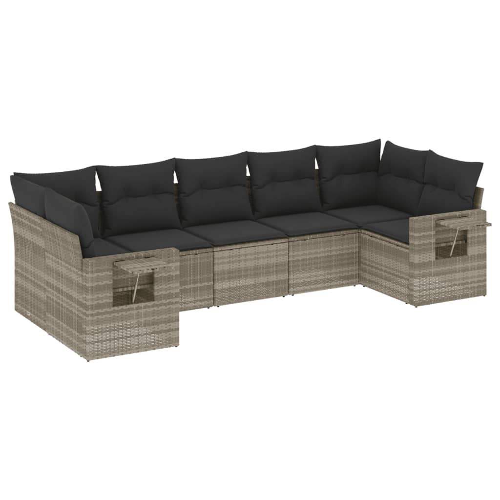 Set Divani da Giardino 7pz con Cuscini Grigio Chiaro Polyrattan - homemem39