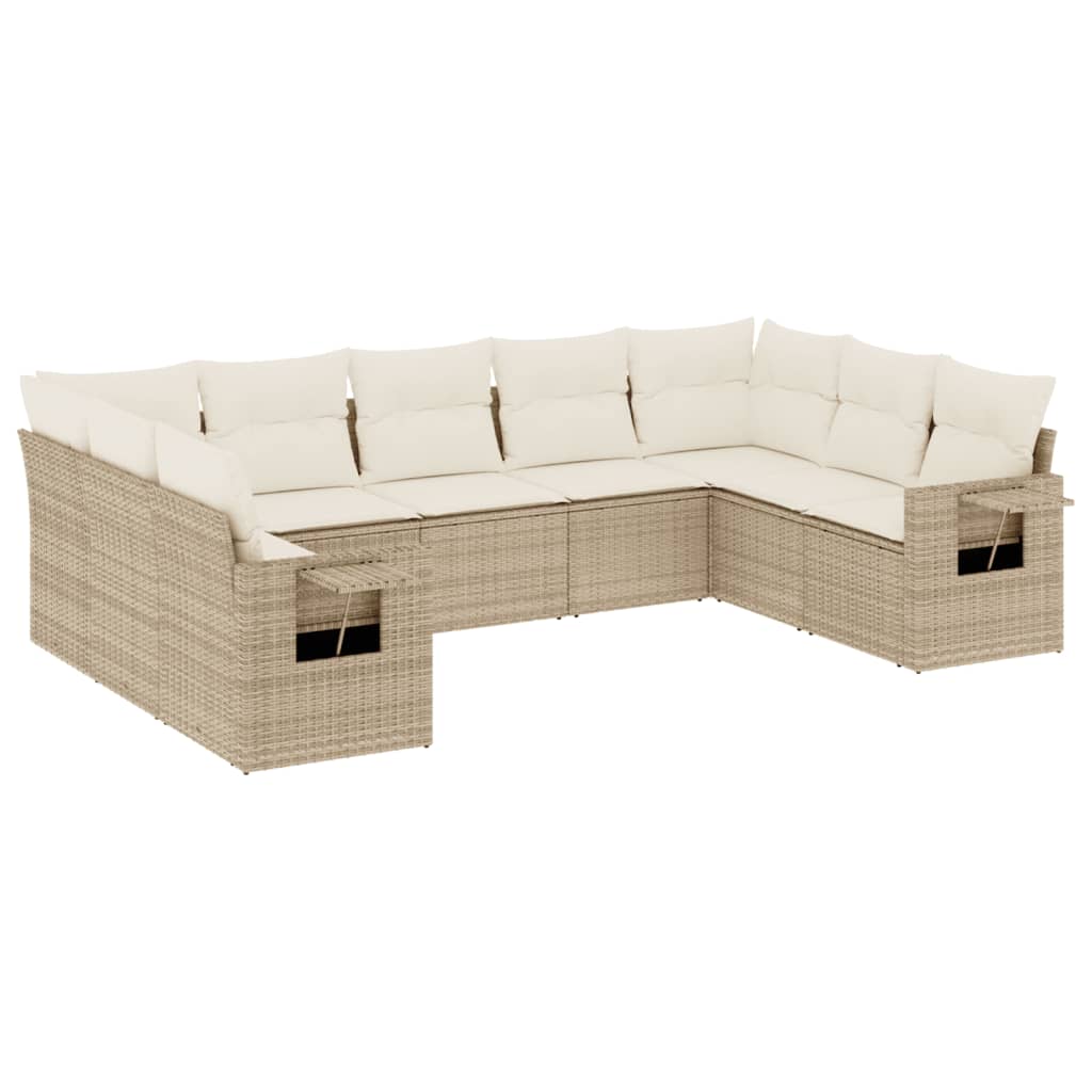 Set Divano da Giardino 9 pz con Cuscini Beige in Polyrattan | homemem39