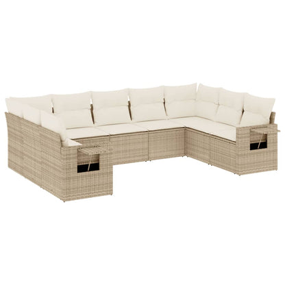 Set Divano da Giardino 9 pz con Cuscini Beige in Polyrattan | homemem39
