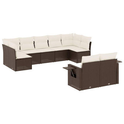 Set Divani da Giardino 9pz con Cuscini Marrone in Polyrattan - homemem39