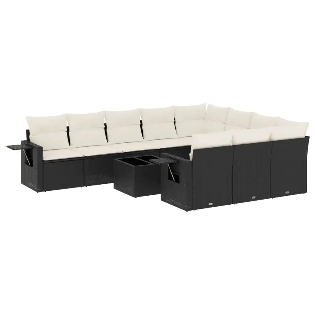 Set Divani da Giardino 11 pz con Cuscini in Polyrattan Nero - homemem39