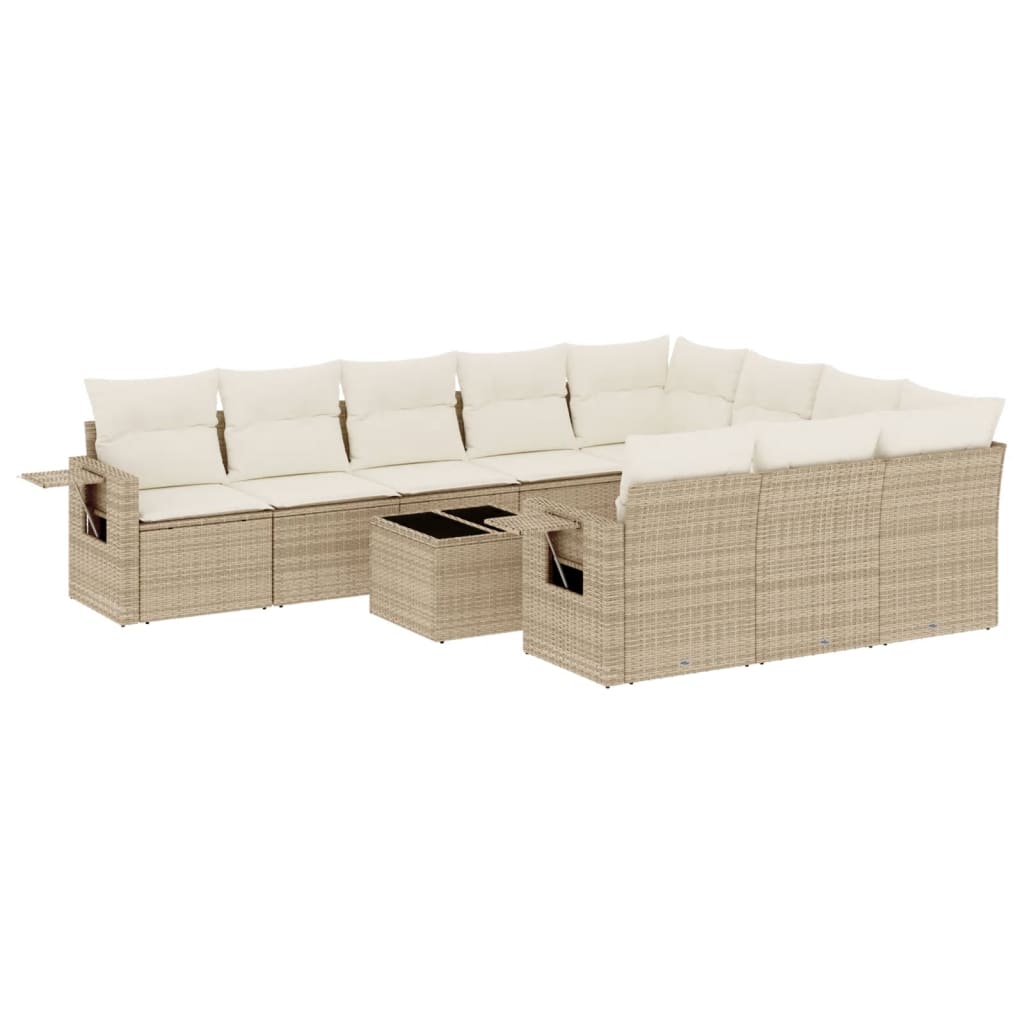 Set Divani da Giardino 11 pz con Cuscini Beige in Polyrattan | homemem39