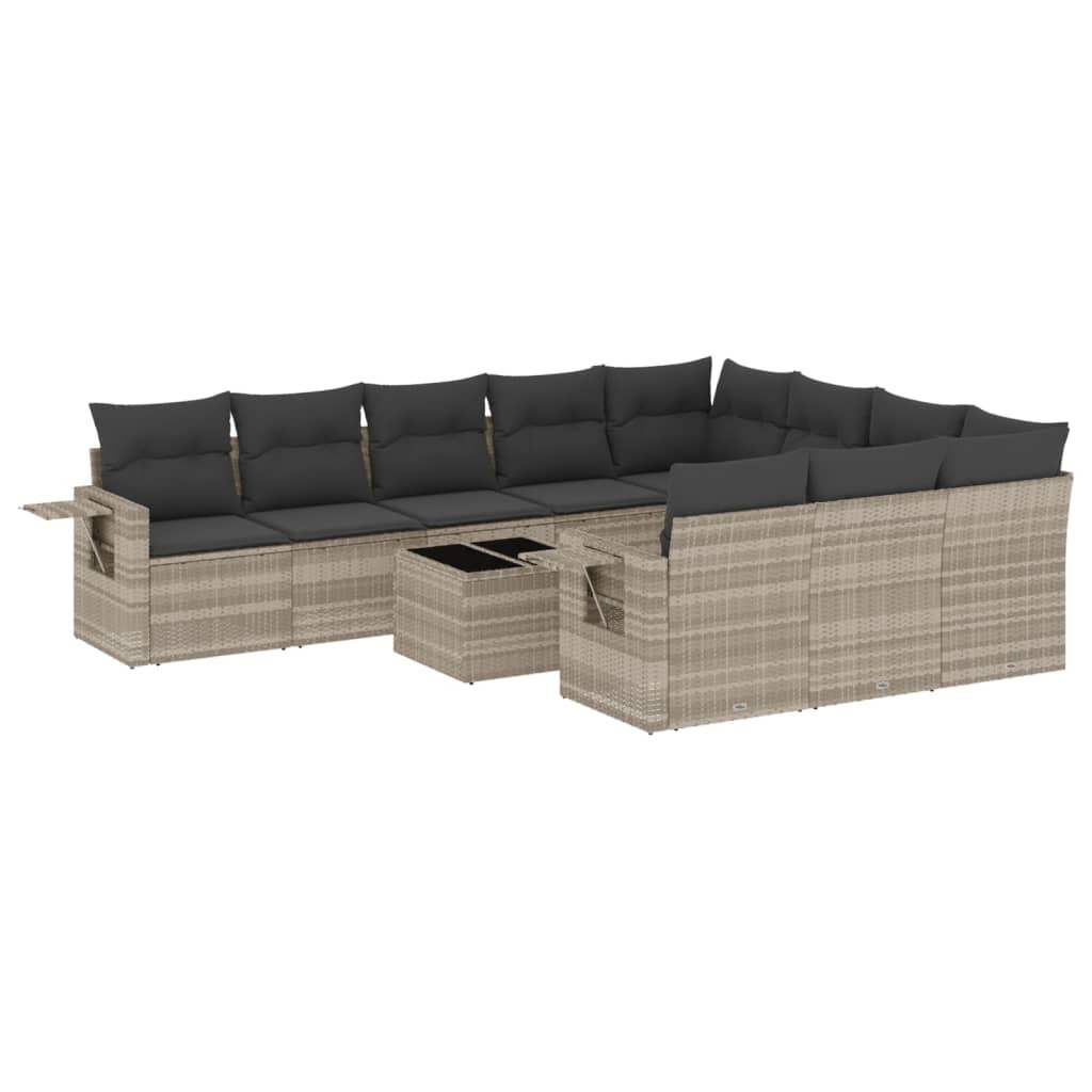 Set Divani da Giardino 11 pz con Cuscini in Polyrattan Grigio - homemem39