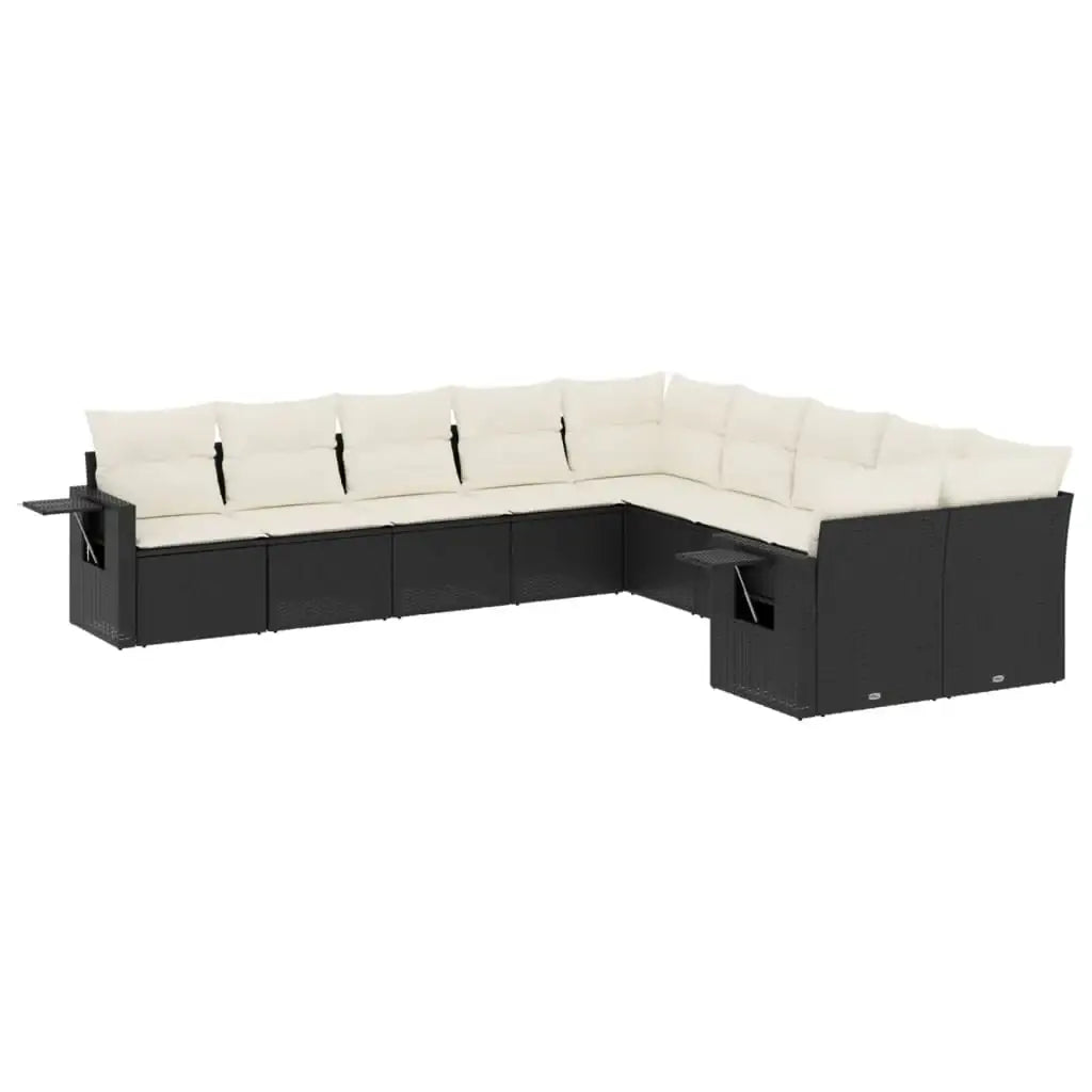 Set Divani da Giardino 10pz con Cuscini in Polyrattan Nero - homemem39
