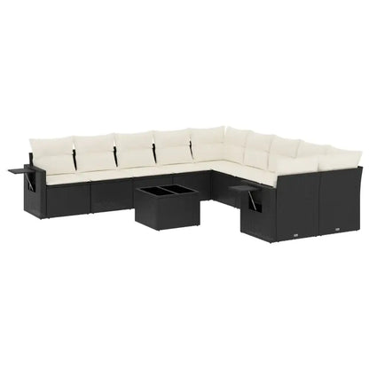 Set Divani da Giardino 11 pz con Cuscini in Polyrattan Nero - homemem39