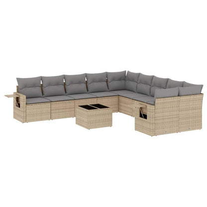 Set Divani da Giardino 11 pz con Cuscini Beige in Polyrattan - homemem39