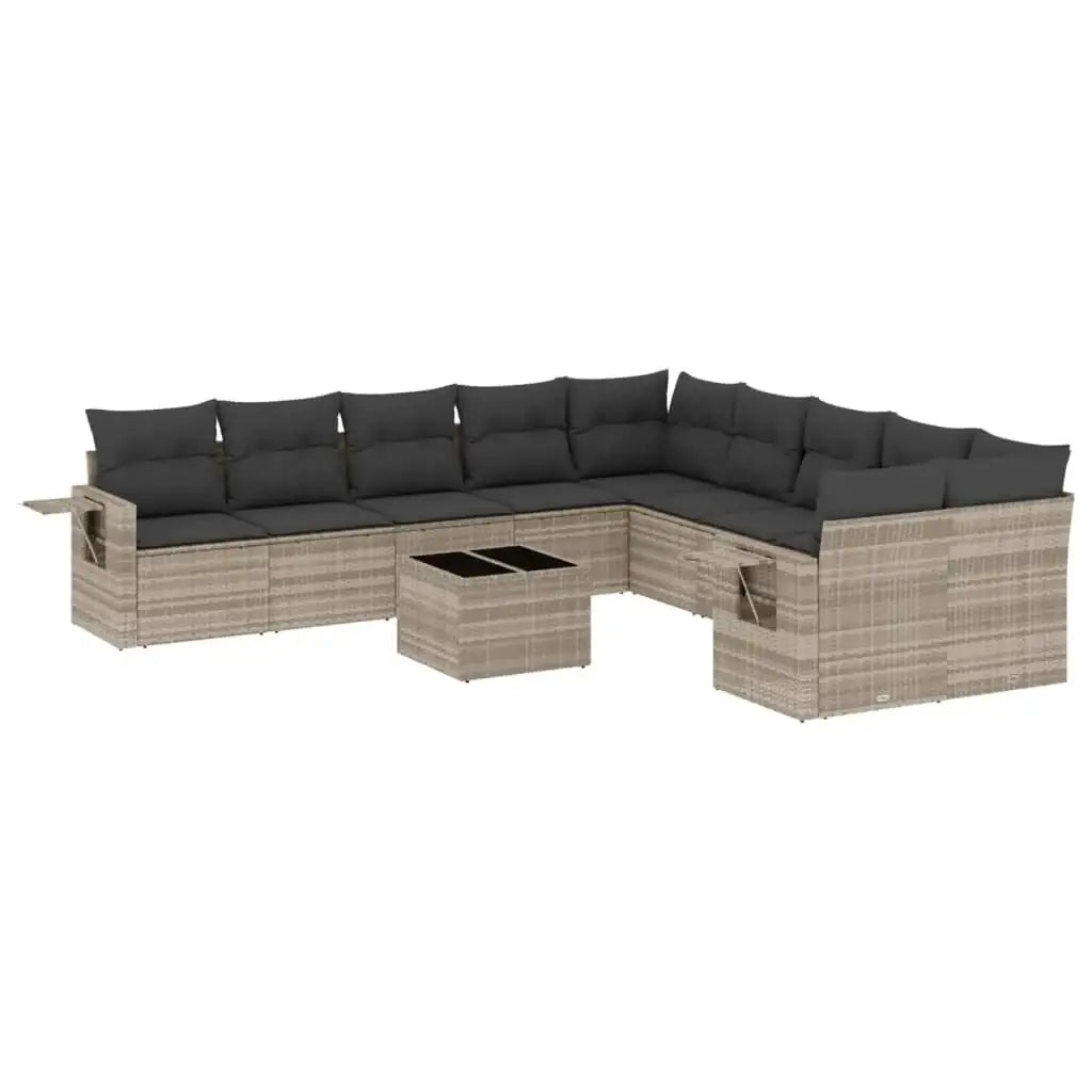 Set Divani da Giardino 11 pz con Cuscini in Polyrattan Grigio - homemem39