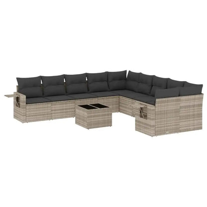 Set Divani da Giardino 11 pz con Cuscini in Polyrattan Grigio - homemem39