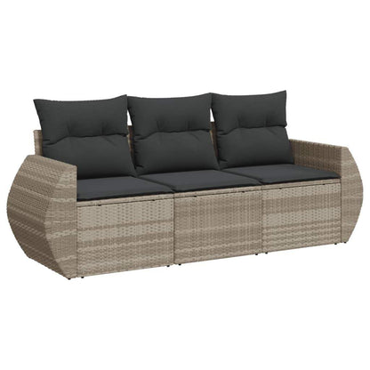 Set Divano da Giardino 3pz con Cuscini Grigio Chiaro Polyrattan - homemem39