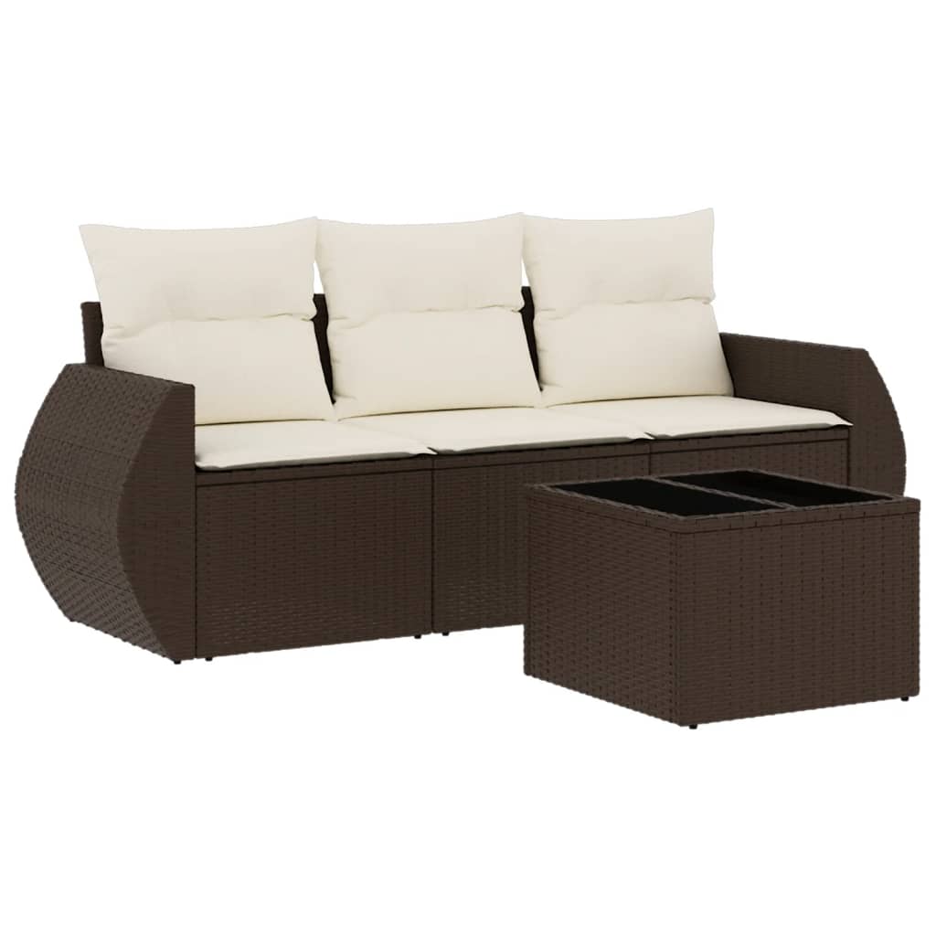 Set Divano da Giardino 4 pz con Cuscini in Polyrattan