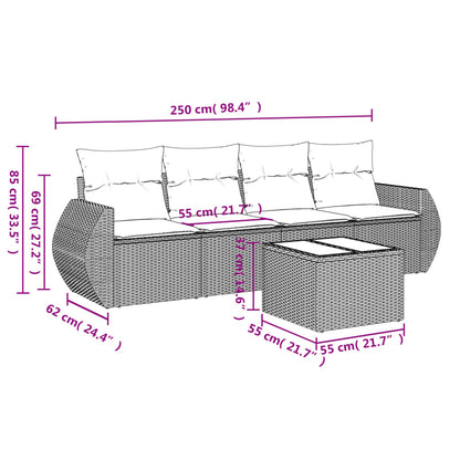 Set Divano da Giardino 5 pz con Cuscini Beige in Polyrattan | homemem39