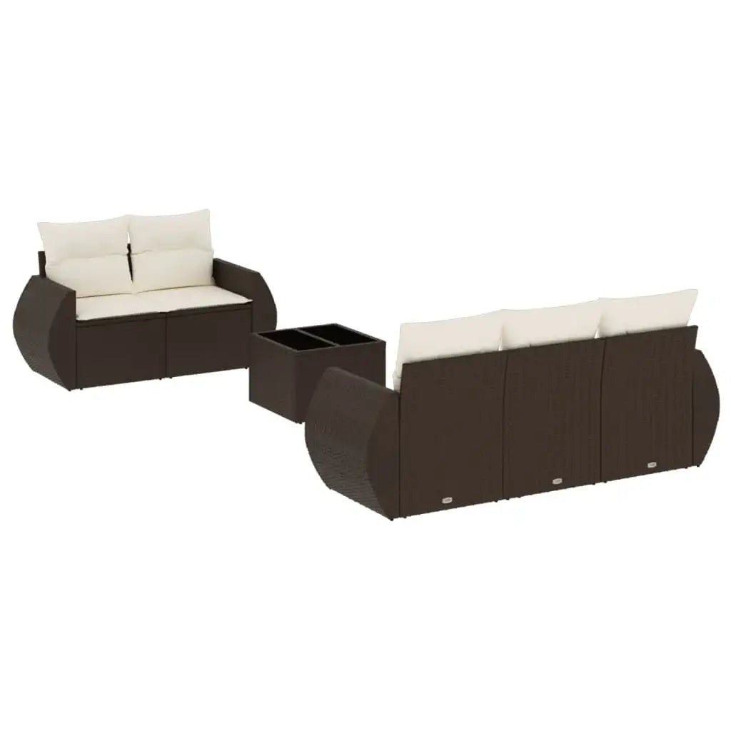 Set Divano da Giardino 6 pz con Cuscini Marrone in Polyrattan - homemem39