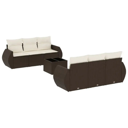 Set Divani da Giardino 7 pz con Cuscini Marrone in Polyrattan - homemem39