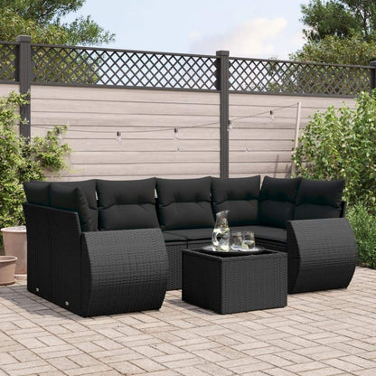Set Divani da Giardino con Cuscini 7pz Nero Polyrattan - homemem39