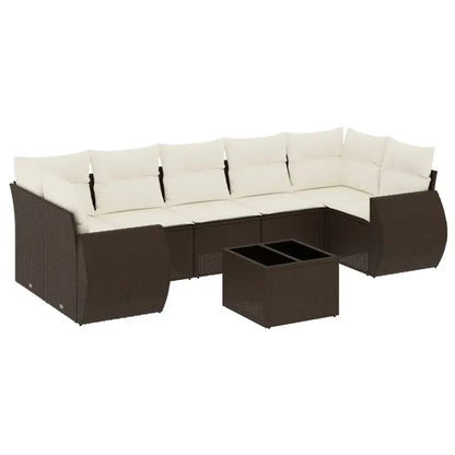 Set Divani da Giardino 8 pz con Cuscini Marrone in Polyrattan - homemem39