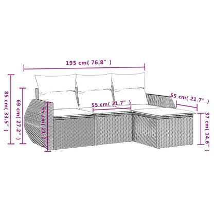 Set Divani da Giardino 4 pz con Cuscini in Polyrattan Grigio - homemem39