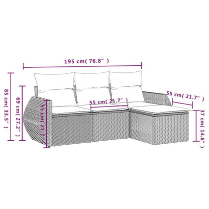 Set Divano da Giardino 4 pz con Cuscini Marrone in Polyrattan - homemem39