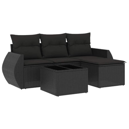 Set Divani da Giardino 5 pz con Cuscini in Polyrattan Nero - homemem39