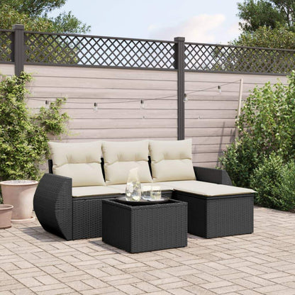 Set Divani da Giardino 5 pz con Cuscini in Polyrattan Nero - homemem39