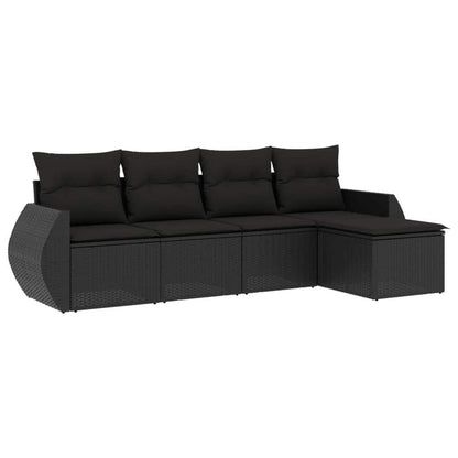 Set Divani da Giardino 5 pz con Cuscini in Polyrattan Nero - homemem39