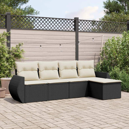 Set Divani da Giardino 5 pz con Cuscini in Polyrattan Nero - homemem39