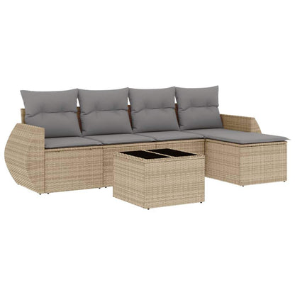 Set Divano da Giardino 6 pz con Cuscini Beige in Polyrattan - homemem39