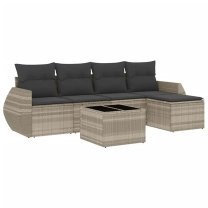 Set Divano da Giardino 6pz con Cuscini Grigio Chiaro Polyrattan - homemem39
