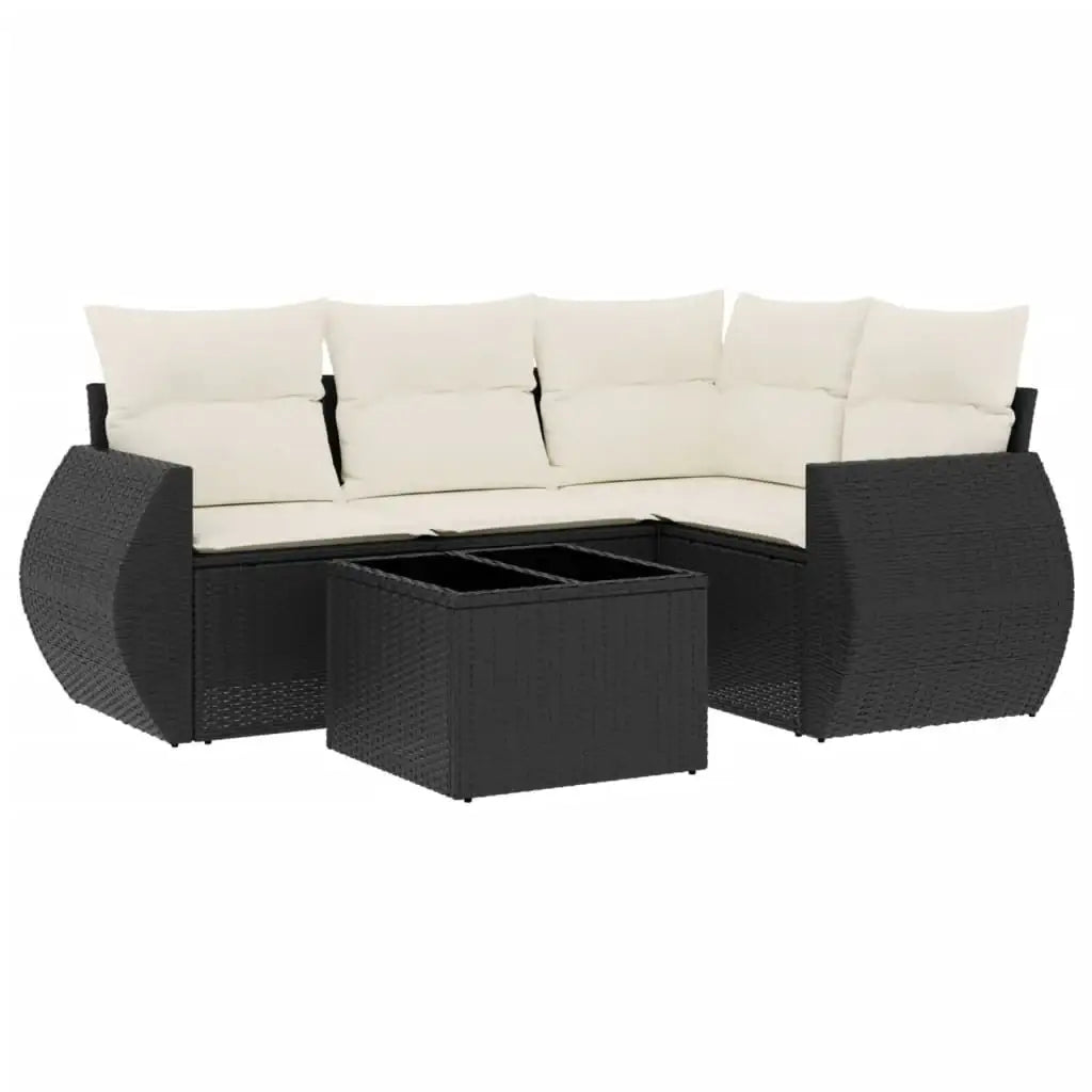 Set Divani da Giardino 5 pz con Cuscini in Polyrattan Nero - homemem39