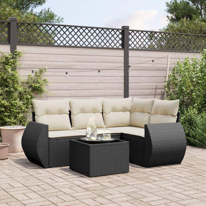 Set Divani da Giardino 5 pz con Cuscini in Polyrattan Nero - homemem39