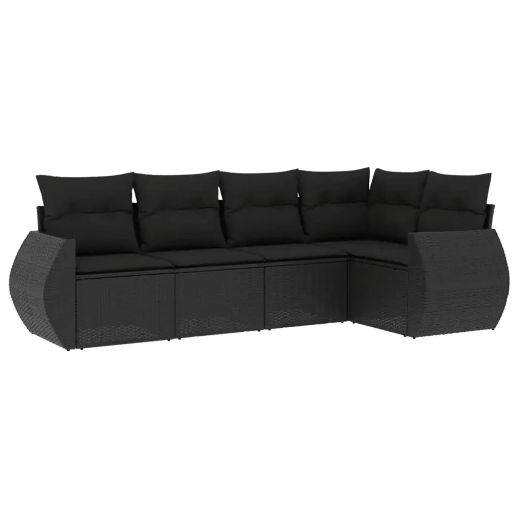 Set Divani da Giardino 5 pz con Cuscini in Polyrattan Nero - homemem39