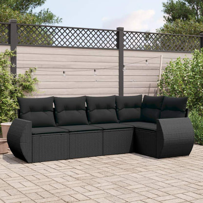 Set Divani da Giardino 5 pz con Cuscini in Polyrattan Nero - homemem39