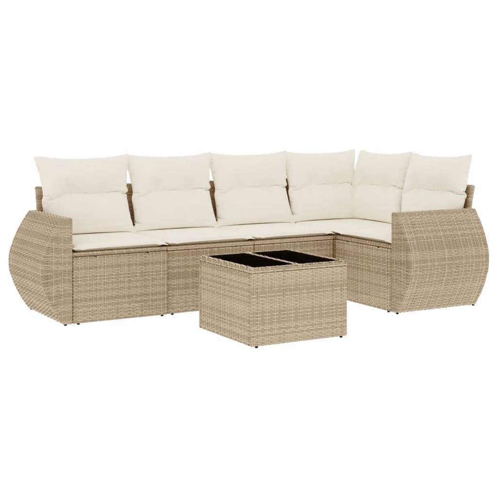 Set Divano da Giardino 6 pz con Cuscini Beige in Polyrattan - homemem39