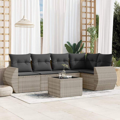 Set Divano da Giardino 6pz con Cuscini Grigio Chiaro Polyrattan - homemem39