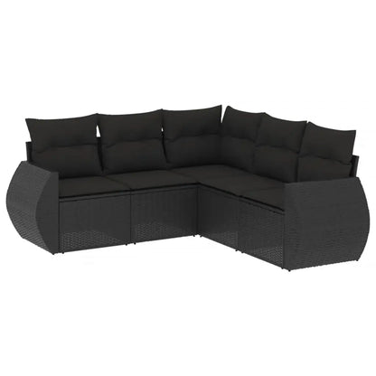 Set Divani da Giardino 5 pz con Cuscini in Polyrattan Nero - homemem39