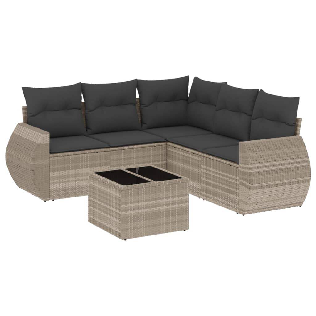 Set Divano da Giardino 6pz con Cuscini Grigio Chiaro Polyrattan - homemem39