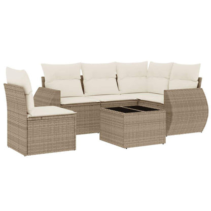 Set Divano da Giardino 6 pz con Cuscini Beige in Polyrattan - homemem39