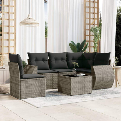 Set Divano da Giardino 6 pz con Cuscini Grigio in Polyrattan - homemem39