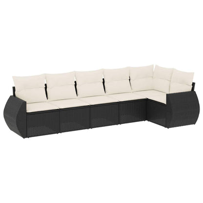 Set Divano da Giardino 6 pz con Cuscini Nero in Polyrattan - homemem39