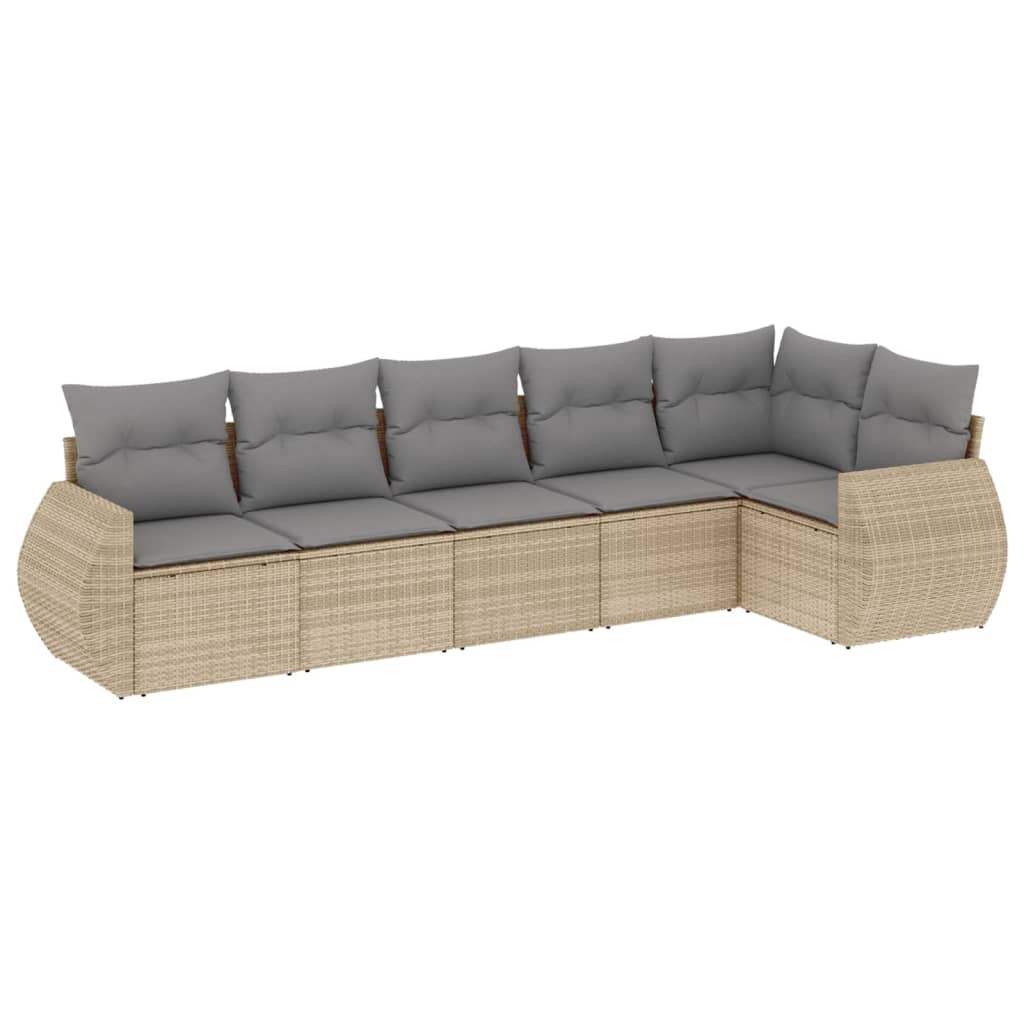 Set Divano da Giardino 6 pz con Cuscini Beige in Polyrattan - homemem39