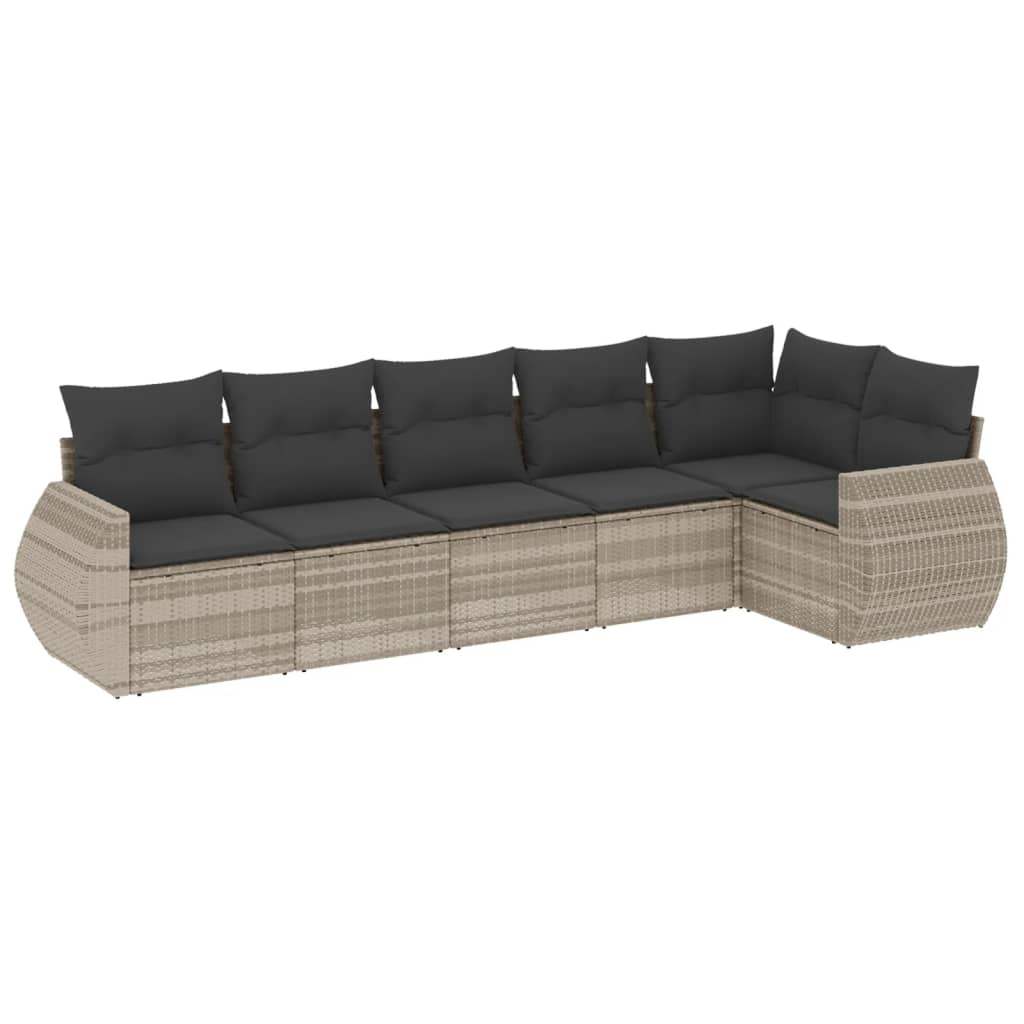 Set Divano da Giardino 6pz con Cuscini Grigio Chiaro Polyrattan - homemem39