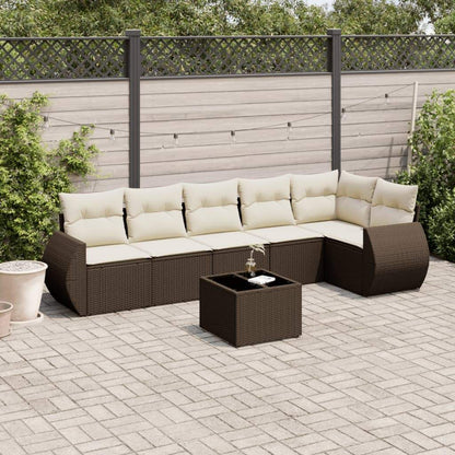 Set Divani da Giardino 7 pz con Cuscini Marrone in Polyrattan - homemem39