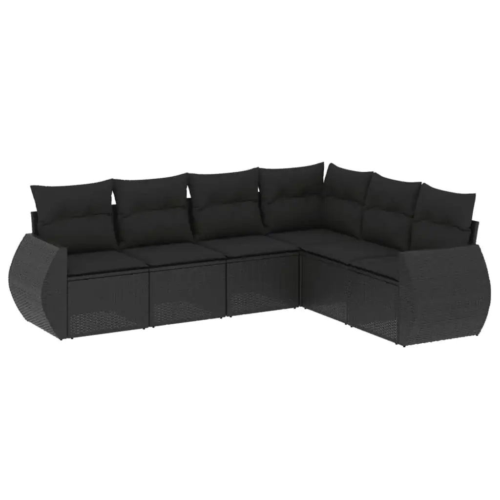 Set Divano da Giardino 6 pz con Cuscini Nero in Polyrattan - homemem39
