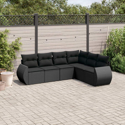 Set Divano da Giardino 6 pz con Cuscini Nero in Polyrattan - homemem39