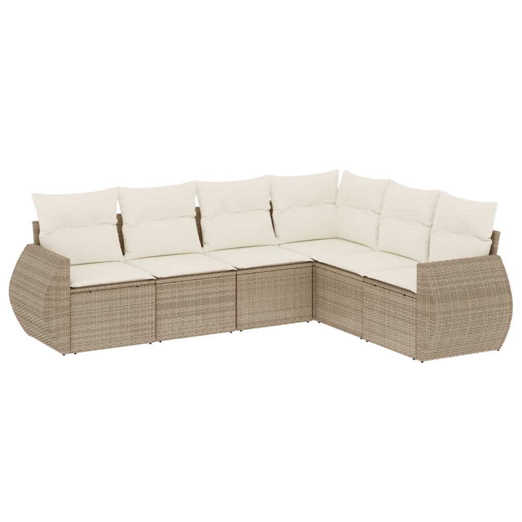 Set Divano da Giardino 6 pz con Cuscini Beige in Polyrattan | homemem39